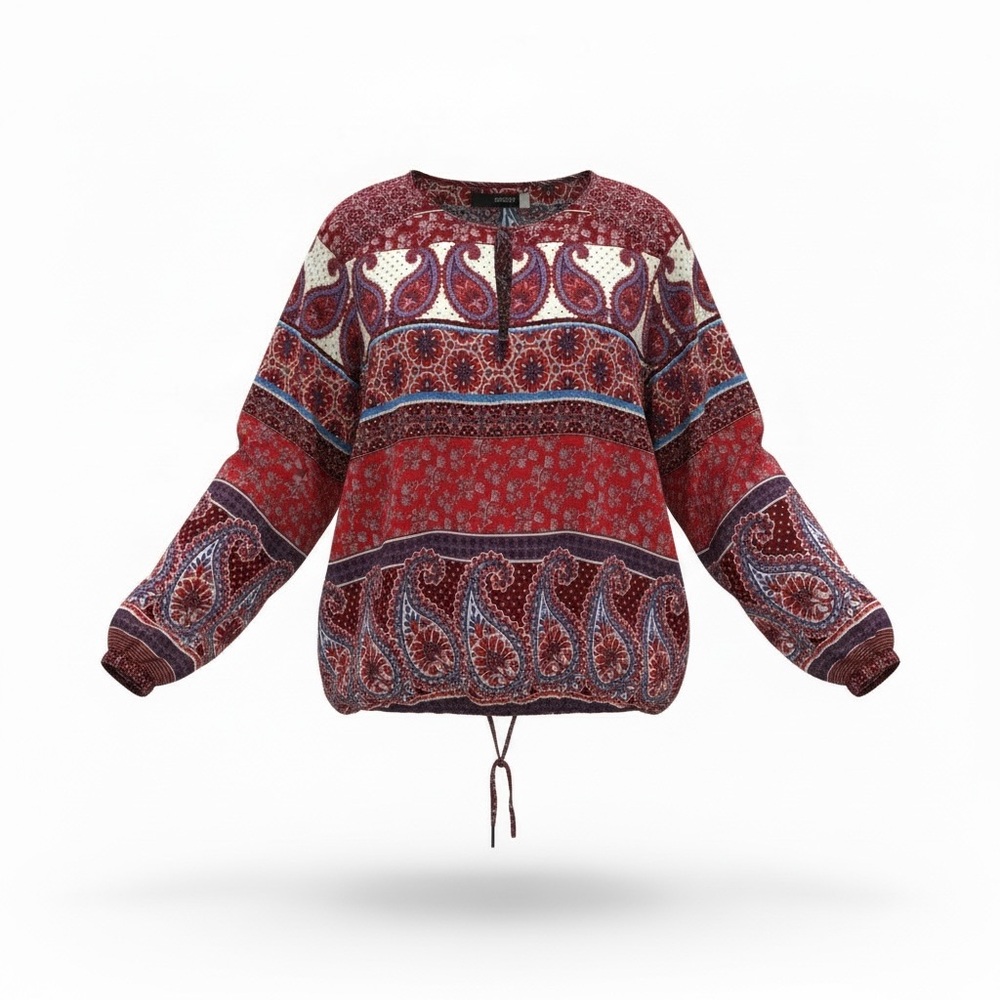 Paisley Print Red and Blue Women's Top